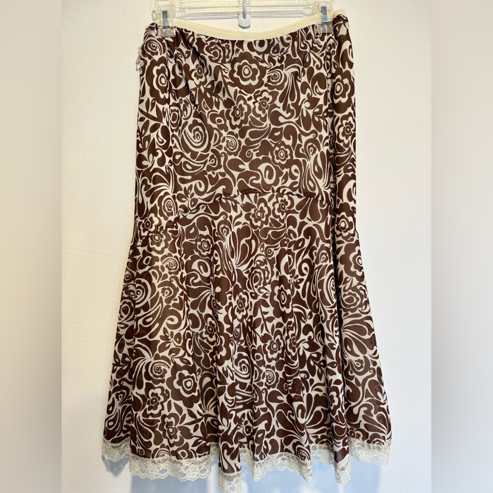 Vintage Women’s Nicole Miller High-Waisted Skirt Lace Trim-Size 6